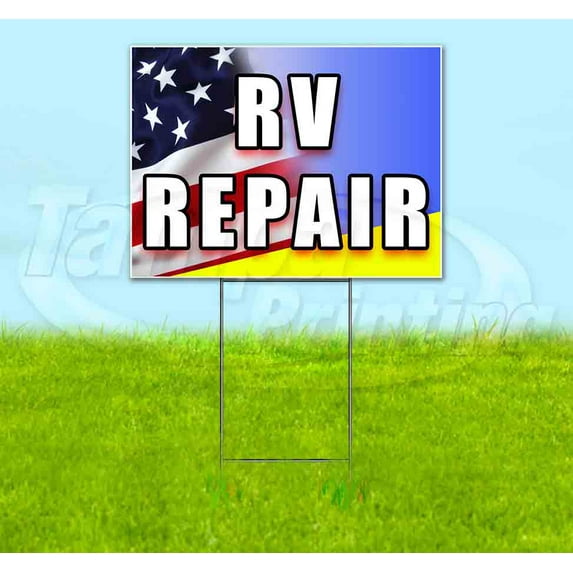 Rv Repair (18" x 24") Yard Sign, Includes Metal Step Stake