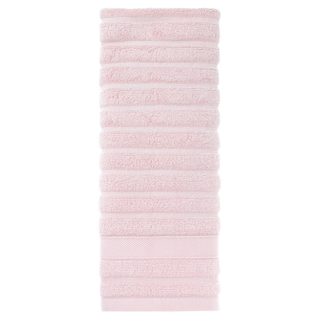 Toalla de mano de algodón REGALWOVEN de 2 paquetes, toalla decorativa con patrón a rayas para ba?o, viaje, campamento, rosa 14' x 30'