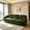 Green + Chenille + 3 Seat, variant on AUU Pleated Design Cozy Chenille Fabric 3-Seater Modular Sofa, High-Density Ergonomic Foam Seat, Curved Round Armrests with 2 Round Throw Pillows