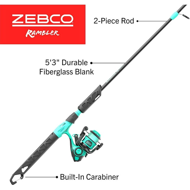 Rambler Fishing Reel and Rod Combo, Durable Fibergl Rod with Built