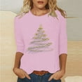 thumbnail image 2 of VKOYWKM Womens Christmas T Shirts Xmas Tree Graphic Tees 3/4 Length Sleeve Women Tops Casual Crew Neck Holiday Tunic Blouses, 2 of 6