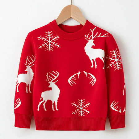 

RPVATI Children s Bays Girl Boy Christmas Sweater Knitting Long Sleeve Sweaters Crewneck Sweatshirt 2-7Y