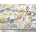 thumbnail image 2 of Soimoi polyester Crepe Fabric Lemon Slice Jar,Cucumber & Ginger Vegetable Print Sewing Fabric Yard 52 Inch Wide, 2 of 3