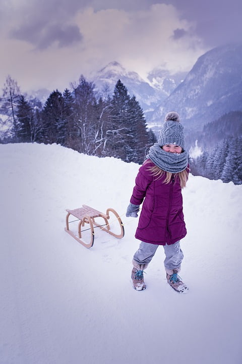 LAMINATED POSTER Person Toboggan Snow Human Child Winter Girl Poster 24x16 Adhesive Decal by