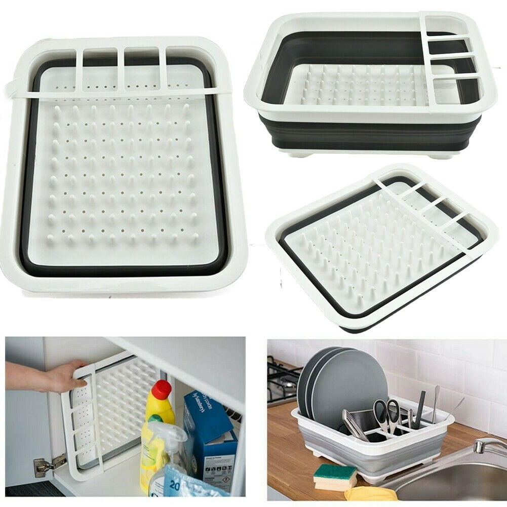 Foldable Collapsible Washing Up Bowl Dish Drainer Draining Folding Water Reusable Camping