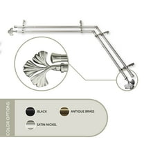 13/16 inch Maidenhair Corner Window Double Curtain Rod 48-84" - Satin Nickel