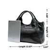 thumbnail image 4 of LUXUR Ladies Leather Top Handle Handbag Women Classic Satchel Crossbody Bags Purse Daily Portable Detachable Tote Black, 4 of 6