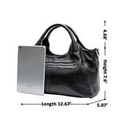 LUXUR Ladies Leather Top Handle Handbag Women Classic Satchel Crossbody Bags Purse Daily Portable Detachable Tote Black