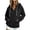 Black, variant on Women's Snap Button Hoodie with Thumbhole Cuffs - Drawstring Long Sleeve Pullover Sweatshirt, Casual Winter Jacket with Kangaroo Pocket