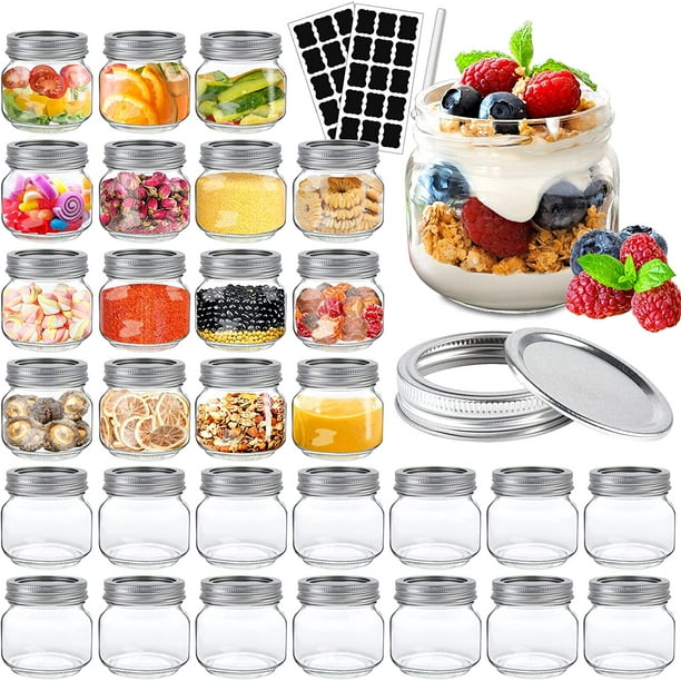 Mason Jars 8 oz, 30pcs Wide Mouth Mason Jars with Regular Metal