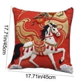thumbnail image 3 of shyuyusa Housse de Coussin 45x45cm Année du Cheval, Housse de Coussin de Sofa Rouge Festive du Nouvel An, 3 of 7