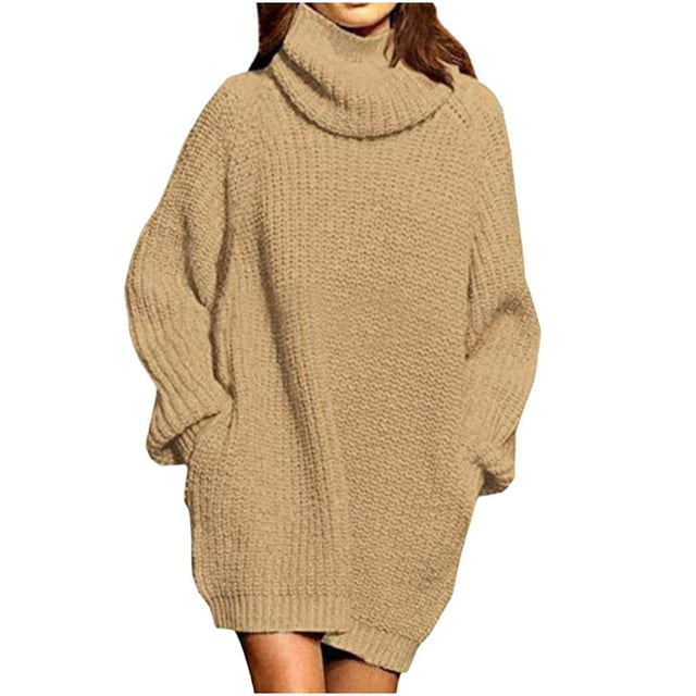 cfhntfmh Women's Turtleneck Oversized Sweater Long Sleeve Solid Color Knit Pullover Casual Fall Winter Pullover Tops