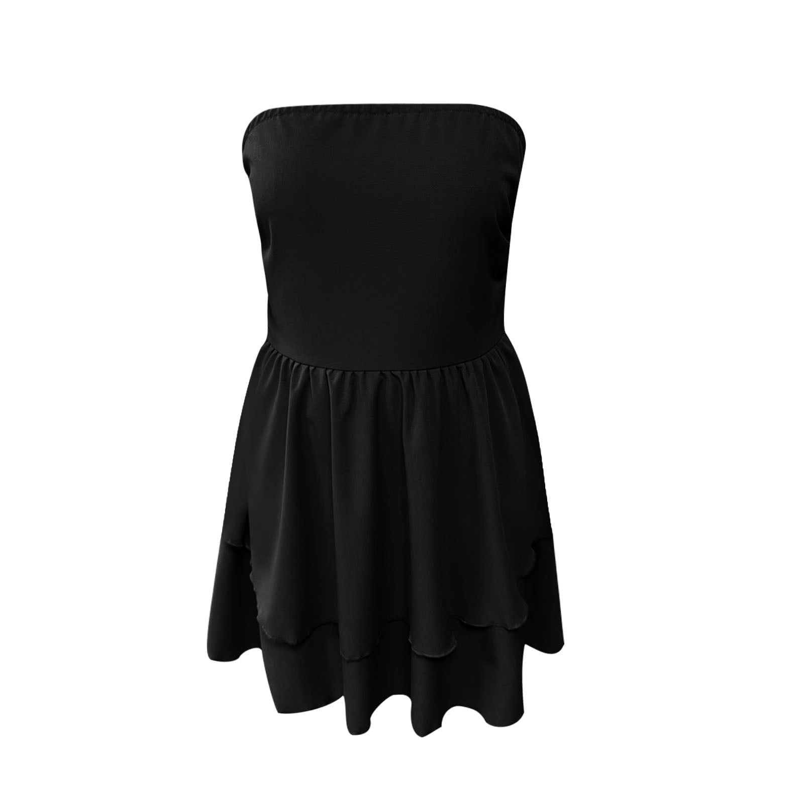Women 2025 Summer Strapless Tube Mini Dress A Line Slim Fit Waisted Off Shoulder Smocked Ruffle Short TRavel Dresses - Walmart.com Women 2025 Summer Strapless Tube Mini Dress A Line Slim Fit Waisted Off Shoulder Smocked Ruffle Short TRavel Dresses - Walmart.com