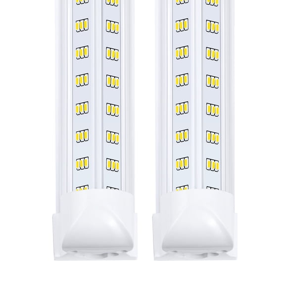 20Pack 8Ft LED Shop Light Fixture, 100W Integrated LED Tube Light,15500LM, 6500K, Clear Cover,6 Rows V Shape 270 Degree T8 LED Lighting for Garage Warehouse