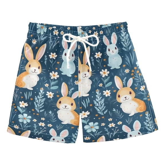 joogoo Boys Swim Trunks Rabbit in Floral Beach Board Shorts Drawstring Swimsuit 3T