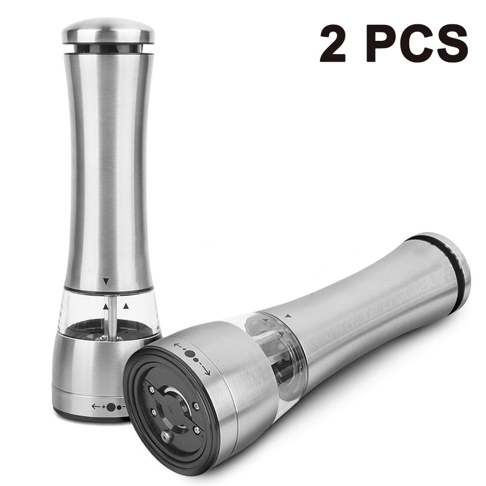 Details about   2 X LIGHT UP ELECTRIC SALT & PEPPER MILL STAINLESS STEEL ELECTRONIC GRINDER POTS 