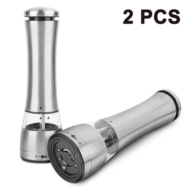 2pcs Electric Pepper Grinder or Salt Mill Bottom LED Light, Adjustable