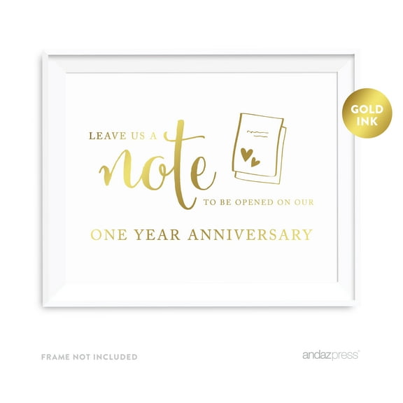 Time Capsule - Leave Us A Note Metallic Gold Wedding Party Signs