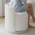 thumbnail image 3 of Velvet Swivel Accent Chair with Storage, 360° Vanity Makeup Chair with Wave Back, No Assembly Comfy Single Sofa Chair, Small Accent Stool for Bedroom, Dressing, Living Room, White, 3 of 7