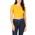 thumbnail image 5 of FashionMille Women's Basic Solid Crew Neck Stretch Ribbed Knit Short Sleeve Crop T Shirt Top, 5 of 5