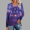 thumbnail image 2 of Virmaxy Blouse à Manches Longues Imprimée Col en V pour Femmes 2024, Blouse/chemise à Manches Longues Col en V Imprimée Multicolore-1 L, 2 of 4