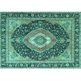 thumbnail image 1 of Ahgly Company Machine Washable Indoor Rectangle Medallion Turquoise Blue Traditional Area Rugs, 5' x 7', 1 of 4
