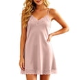 thumbnail image 5 of ZyeKqe Womens Nightgown Lace Spaghetti Strap Sleeveless V Neck Lightweight Loungewear Sleep Shirts Mini Dress, 5 of 7