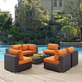 thumbnail image 2 of Modern Contemporary Urban Design Outdoor Patio Balcony Seven PCS Sectional Sofa Set, Orange, Rattan, 2 of 9