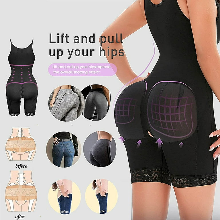Women’s Waist Trainer Bodysuit Butt Lifter Tummy Control Shapewear Hi-Waist  Thigh Slimmer Full Body Shaper Open Bust