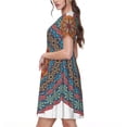 thumbnail image 2 of Fotbe Mandala Vestido Largo de Moda para Mujer, Vestido Tipo Camiseta con Manga Corta y Estilo Casual a Rayas y Bloques de Color, 2 of 6