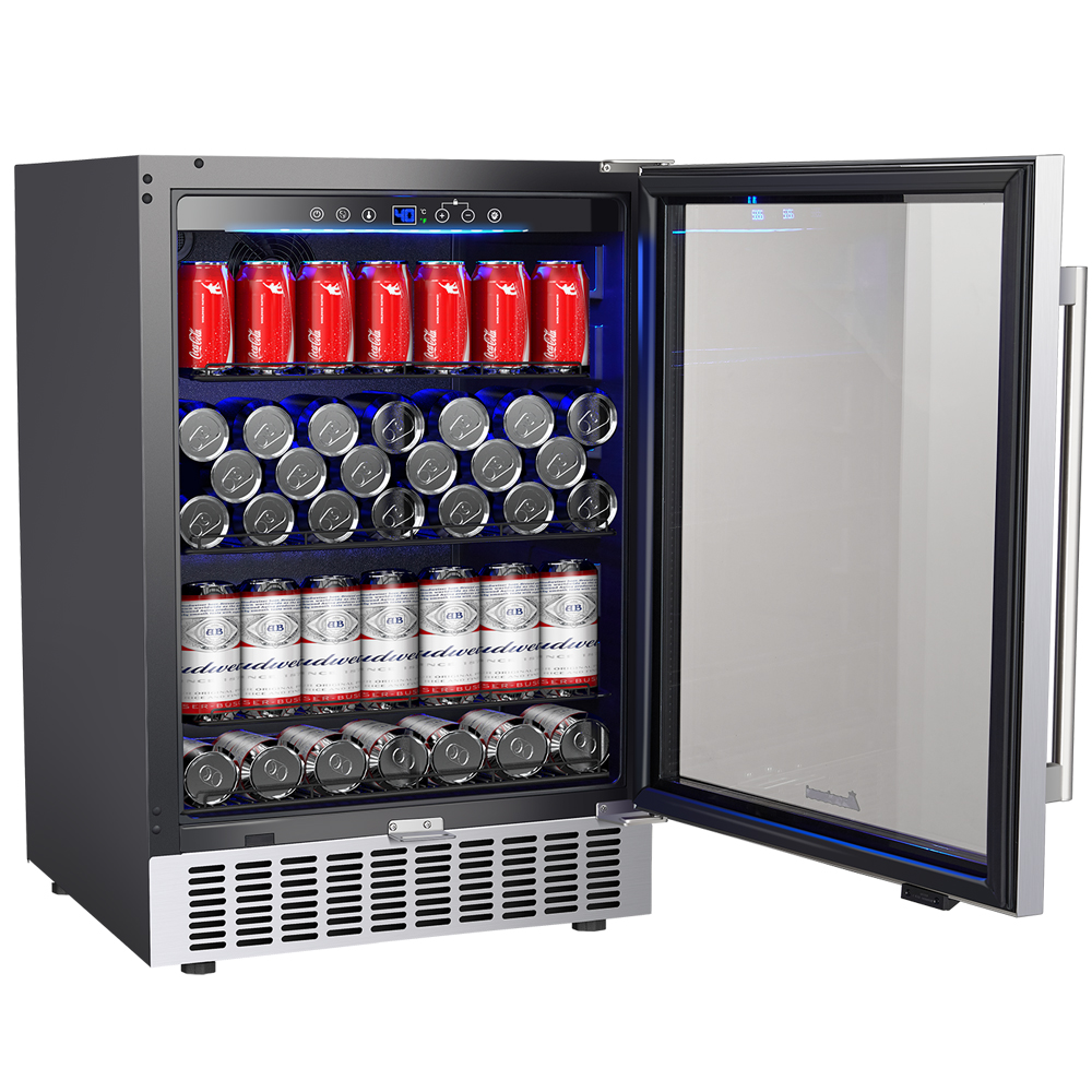 AOBOSI 164 Cans (12 oz.) Built-In Beverage Refrigerator with Wine Storage, Advanced Cooling System & Adjustable Shelf, 24 Inch Beverage Cooler Energy Saving for Soda Water Beer Wine - image 3 of 8