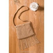 PacificPlex Womens Macrame Crochet Fringe Crossbody Bag Purse Boho, Beige