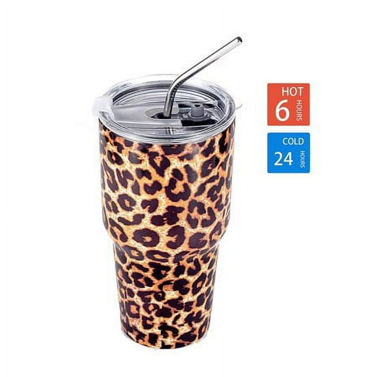 Tiger Pattern Tumbler With Lid And Straw 304 Stainless Steel - Temu