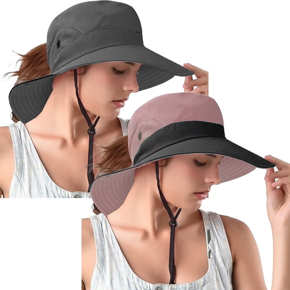Rosoz Cola de Caballo Sombreros de Sol para Mujer Protección UV Malla Plegable ala Ancha Senderismo Playa Pesca Verano Safari