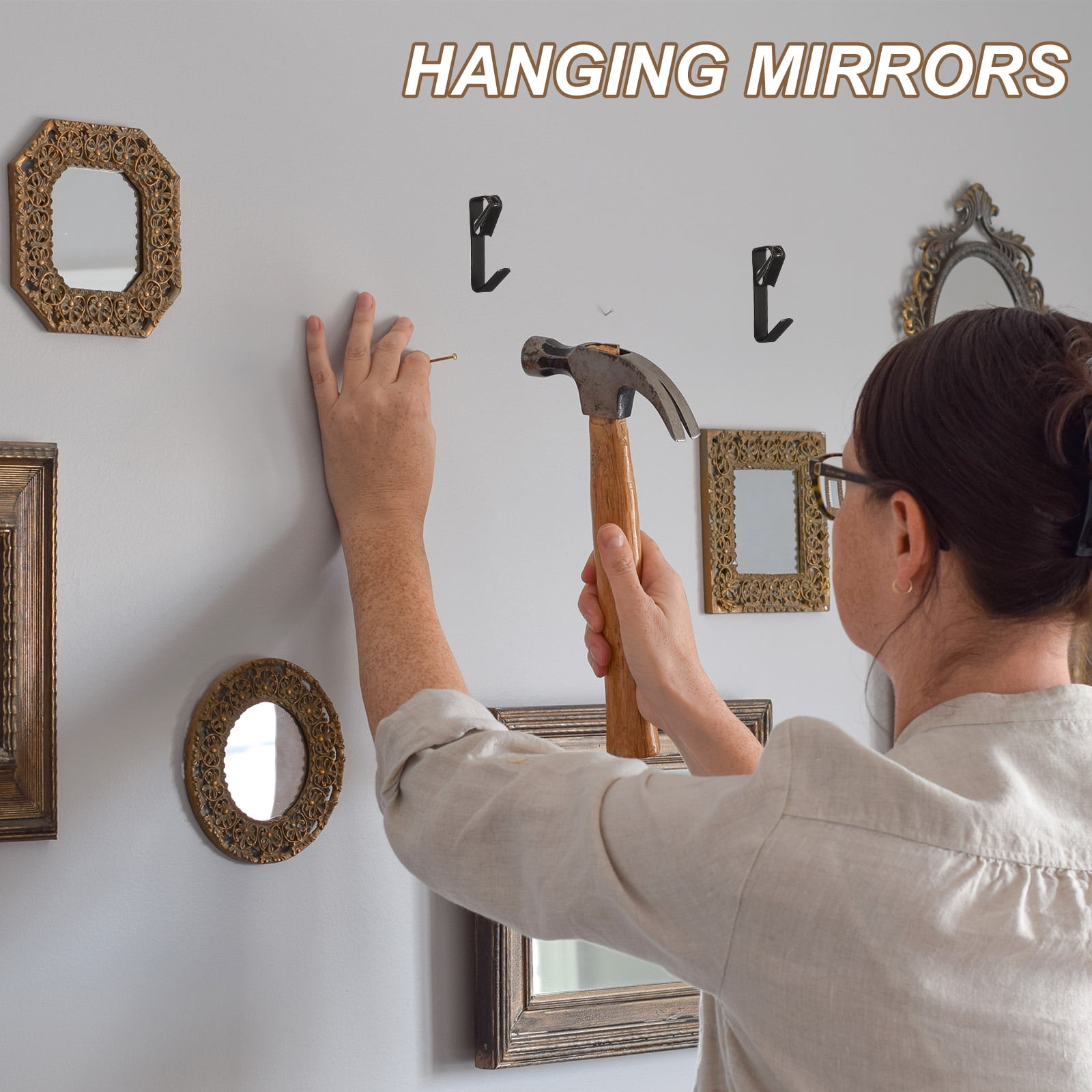 Uxcell 38 Pcs Picture Hangers, 100lb Picture Hanging Hooks Hardware Drywall Frame Hangers Painting Wall Hooks with Nails for Pictures Clocks Mirrors, Home Decoration, Black