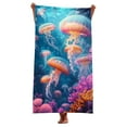 thumbnail image 3 of Jjayotai Jellyfish Beach Towel, 29 x 59 inches (75 x 150cm) Quick Dry Soft and Absorbent Travel Swim Bath Shower Towel (29 in x 65 in, Coral), Suit for Bathroom Spa Gym Yoga Swim Travel, 3 of 9