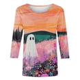 thumbnail image 5 of SBYOJLPB 3/4 Sleeve Tops for Women Halloween Printed Crew Neck Pullover Top, 5 of 5