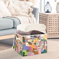 thumbnail image 3 of Yayeee Collapsible Cube Storage Bin with Lid Fabric Closet Decorative Basket with Handles, Purple Cityscape Painting, 3 of 7