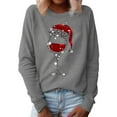thumbnail image 1 of Hauts Tendance pour Femmes Imprimé de Noël Décontracté Col Rond Chandail Manches Longues Blouses Grande Taille pour Femmes, Gris, 2TG, 1 of 6