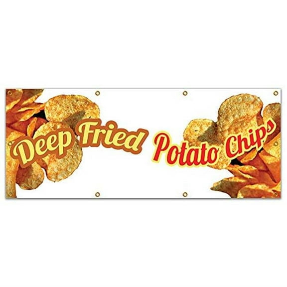 96 in. Concession Stand Food Truck Single Sided Banner - Deep Fried Potato Chips