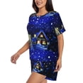 thumbnail image 2 of Kdxio Christmas Night Print Pajamas Sets for Women Short-Sleeved Pjs with Lounge Shorts Two Piece Sleepwear S-4XL, 2 of 8