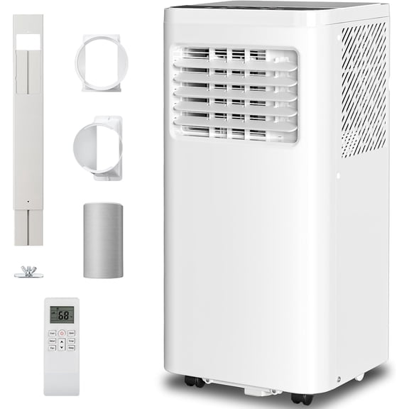 4-in-1 Portable Air Conditioners with Remote Control,8000BTU Portable AC Units Cools 350 Sq.Ft with with Cool,Fan,Dehumidifier,Sleep 24H Timer，Easy Install Kit for Bedroom,Office,Dorm