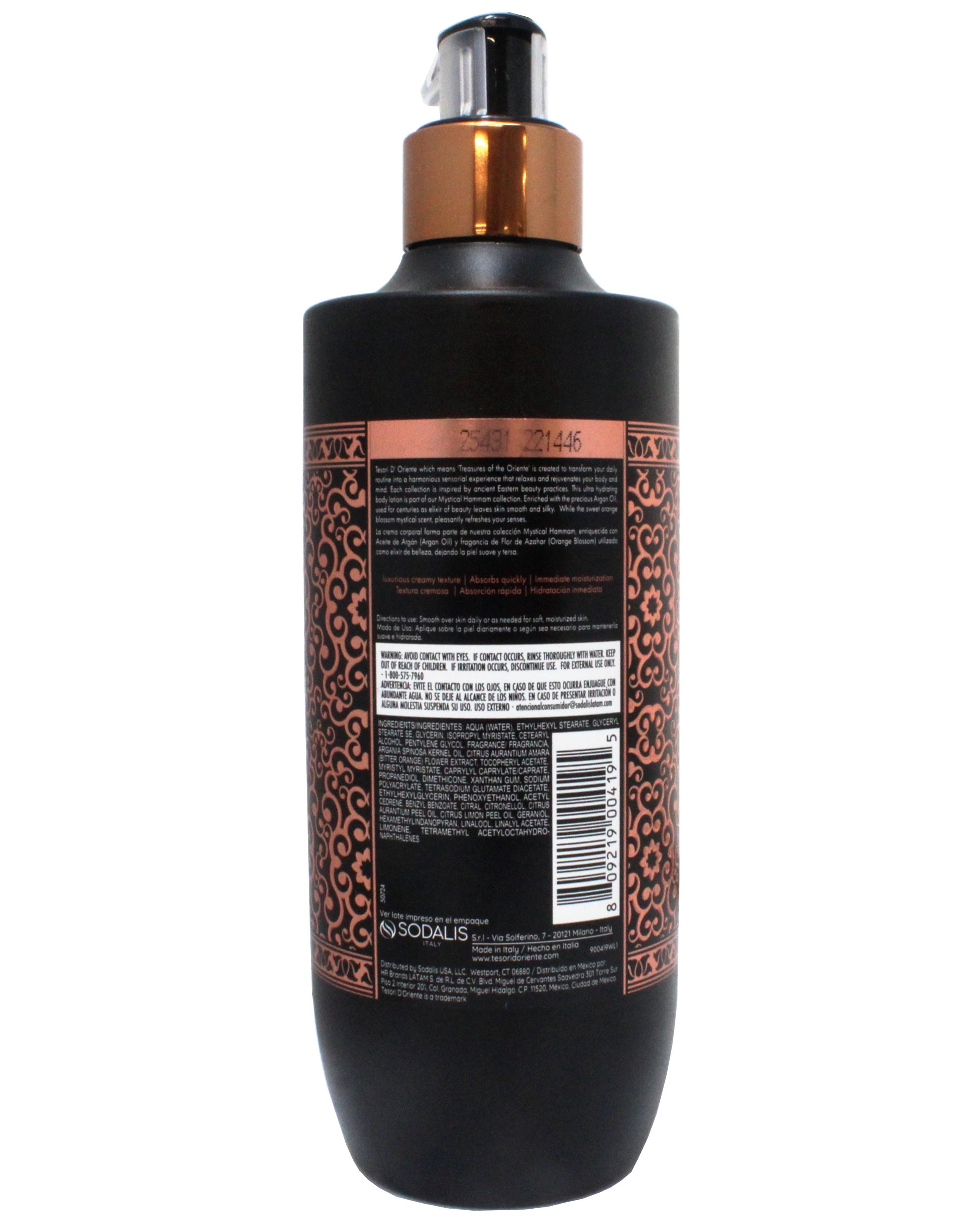 Tesori d’Oriente Hammam Body Lotion with Argan Oil and Orange Blossom, Fast-Absorbing Cream for All Skin Types, 13.5 FL OZ - 3 Pack