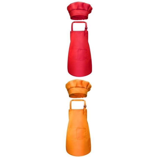 Delantales para niños Delantal para Niños, 2 Uds., Gorro , Babero Ajustable, Bolsillo Frontal para Manualidades Y Horneado Magideal Delantales para niños