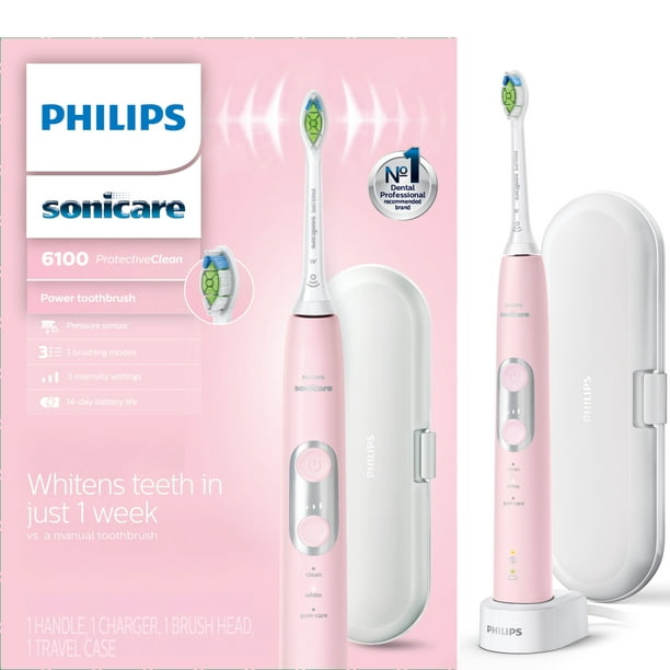 Philips Sonicare ProtectiveClean 6100 Whitening, Rechargeable Electric  Toothbrush, Pastel Pink HX6876/21