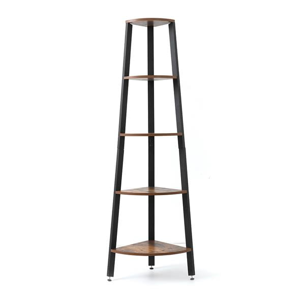 Corner Shelf 70 Inch Tall Bookcase 5 Tier Industrial Corner Bookshelf