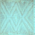 thumbnail image 1 of Ahgly Company Indoor Square Southwestern Light Blue Country Area Rugs, 4' Square, 1 of 4