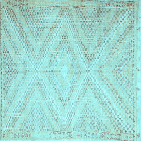 Ahgly Company Indoor Square Southwestern Light Blue Country Area Rugs, 4' Square