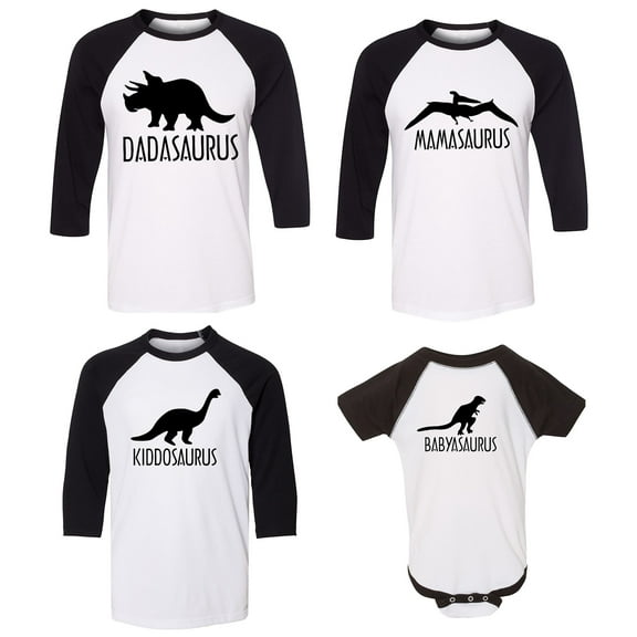 FASCIINO Dinosaurs Family Matching Three-Quarter Sleeve Raglan (Daddy, Mama, Kiddo, Baby)