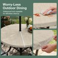 thumbnail image 5 of Round Outdoor Tablecloth with Umbrella Hole and Zipper, Vintage Cream Tablecloth with Elastic Waterproof, Farmhouse Retro Beige Solid Color Patio Table Covers for 31" - 35" Picnic Pool Tables, 5 of 9